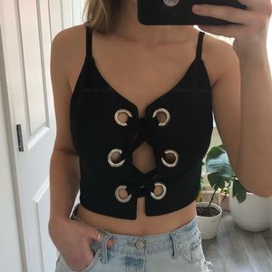 Urban Outfitters Black Grommet Top